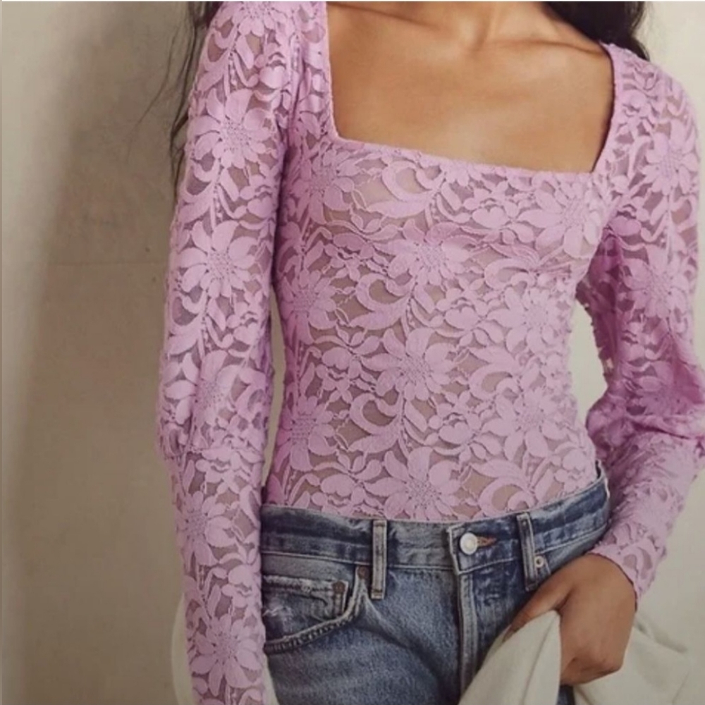 Free People Long Distance Layering Top in Flower Trail Pink Rose size XS FP006
